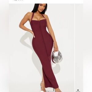 In Your Dreams Bandage Maxi Dress - burgundy